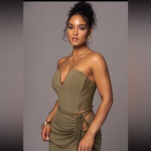 Olive Destination Linen Skirt Set